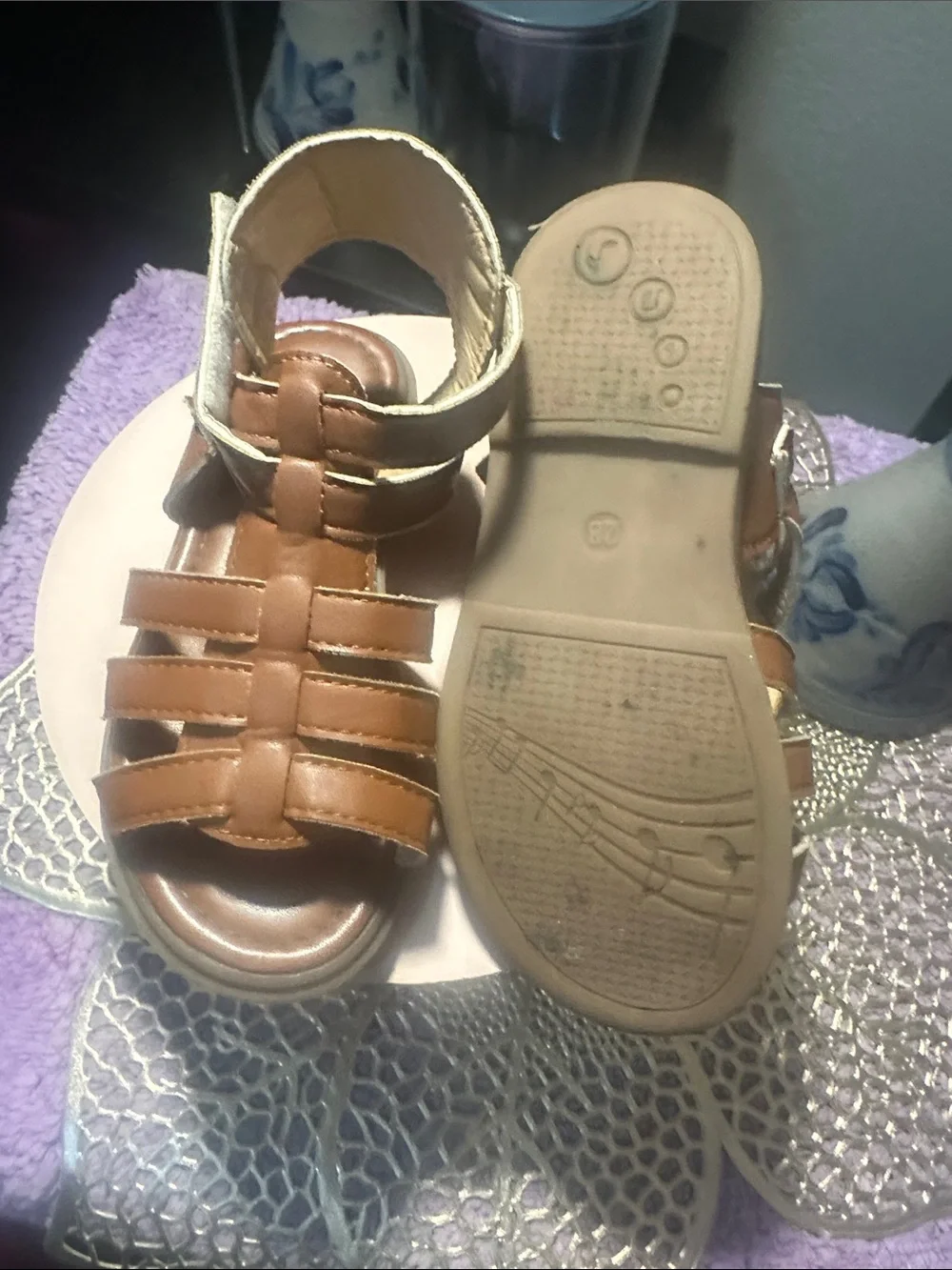 Kids Brown Leather Strap Sandals